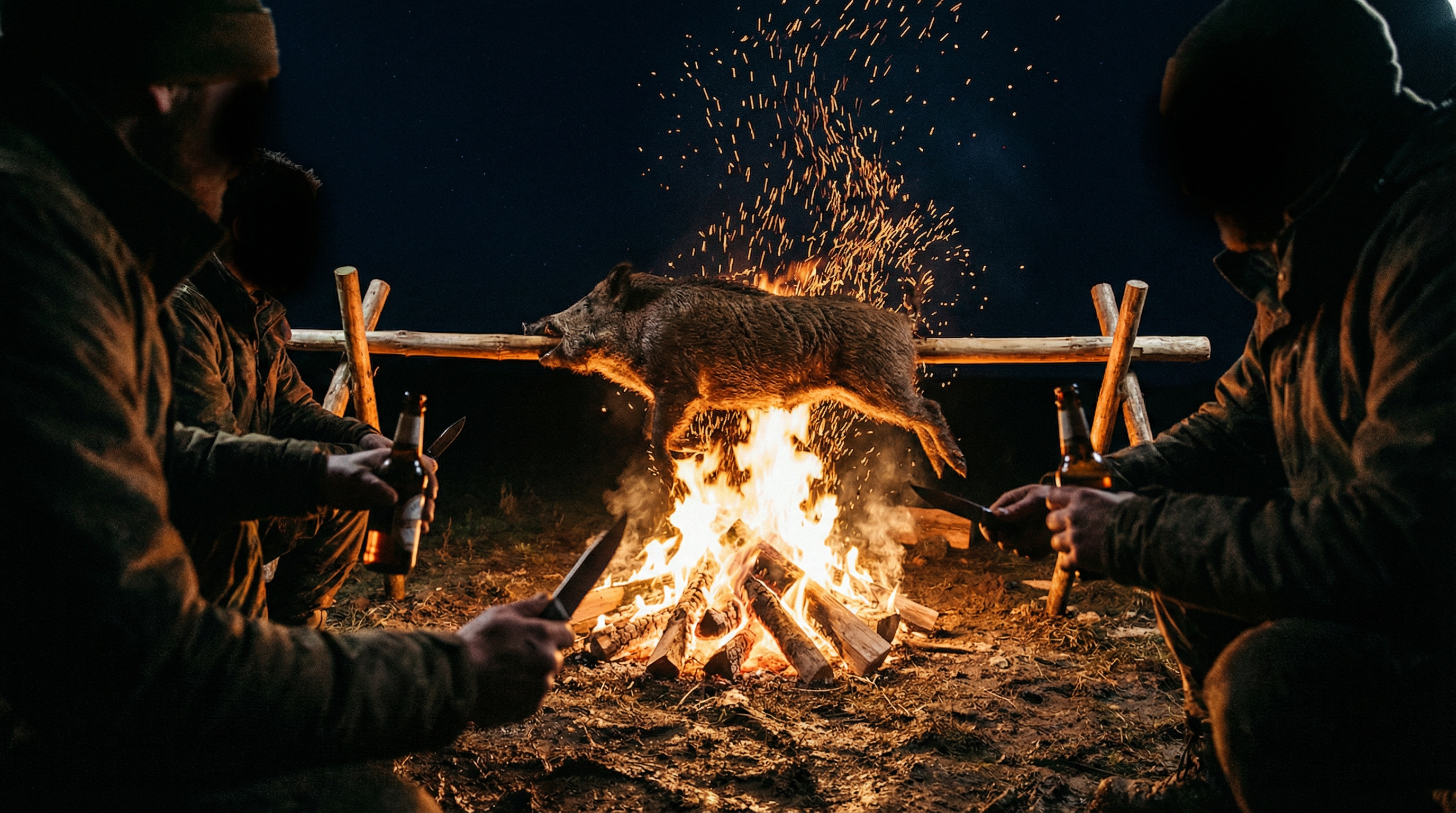 仲間と囲む焚き火